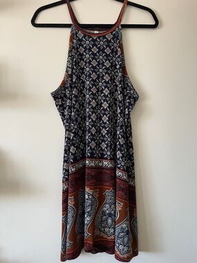 Xhilaration|Boho Navy and Rust Paisley Print Mini Dress|Large|EUC